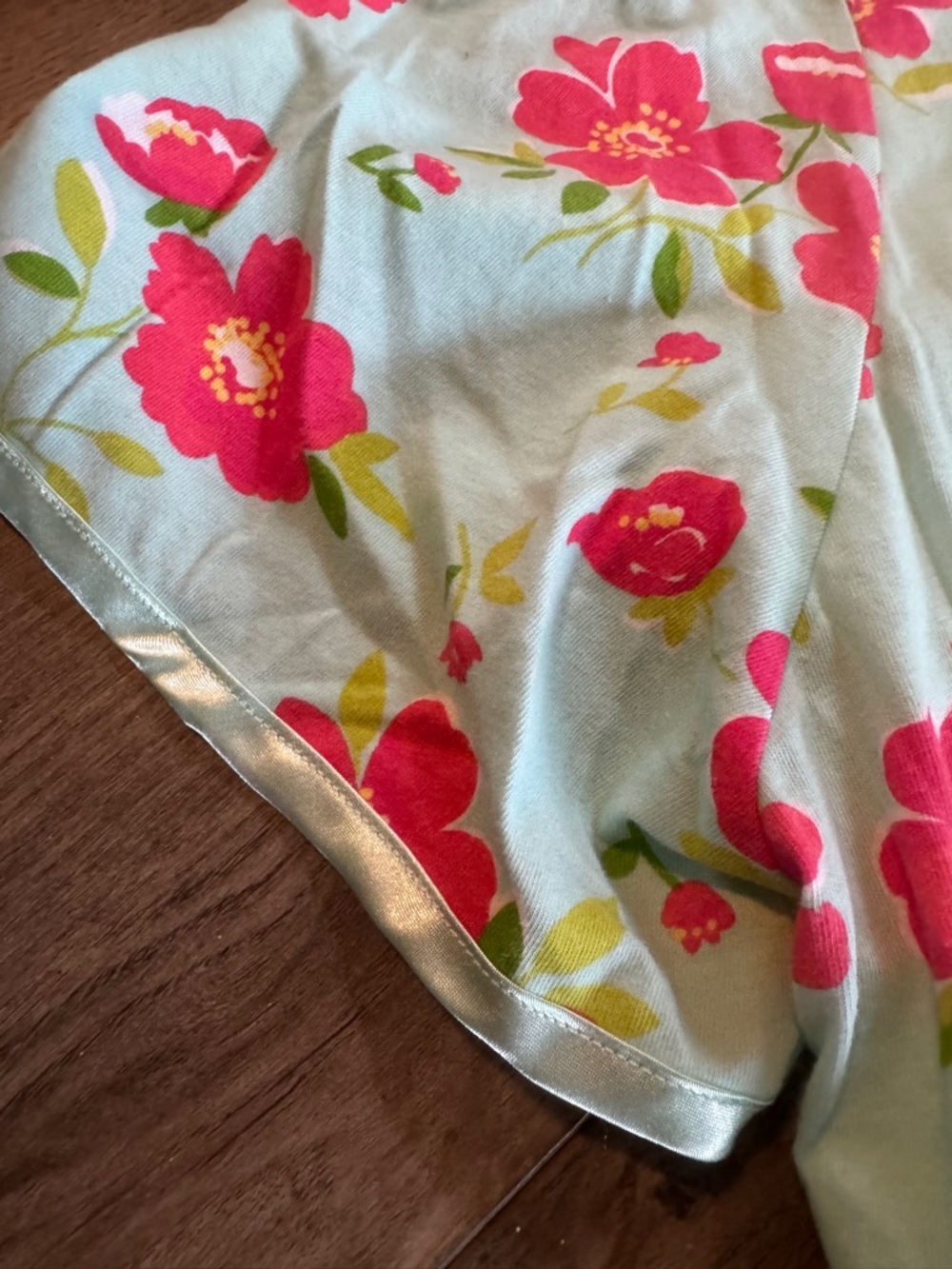 Serenada 4X Pajama Set Mint Pink Floral Satin Trim 30/32W Soft Lounge 2PC - Picture 3 of 10